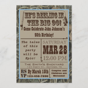 Vissende 90e verjaardag uitnodiging met Camo