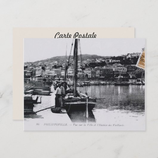 Vissende  Algerije Philippeville, 1912 Briefkaart (Voorkant / Achterkant)