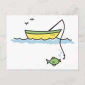 Vissende boat briefkaart (Voorkant)