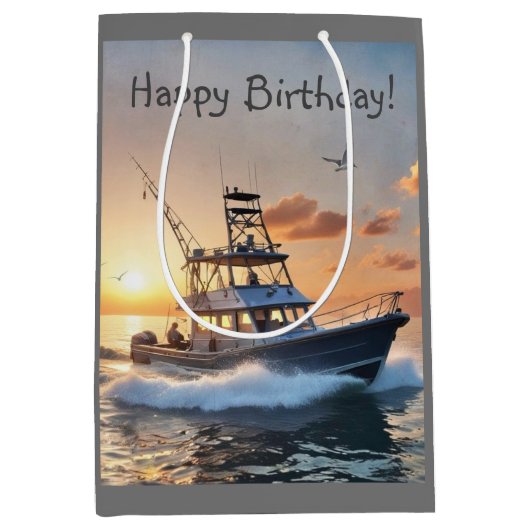 Vissende boat medium cadeauzakje (Voorkant)