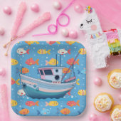 Vissende boat papieren bordje (Feest)