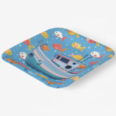 Vissende boat papieren bordje (Gebogen)