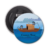 Vissende Boat Pinguins - Leuke Pinguin cartoon Car Button Flesopener (Voorkant)