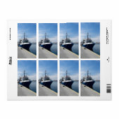 Vissende boot bij aanmeren etiket (Full Sheet)