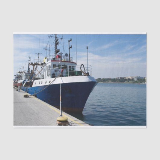 Vissende boot bij aanmeren tissuepapier (Voorkant)