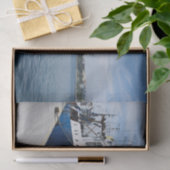 Vissende boot bij aanmeren tissuepapier (Geschenk)