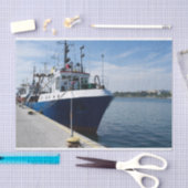 Vissende boot bij aanmeren tissuepapier (Craft)
