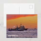 Vissende boot bij zonsondergang - Venice Beach, CA Briefkaart (Voorkant / Achterkant)