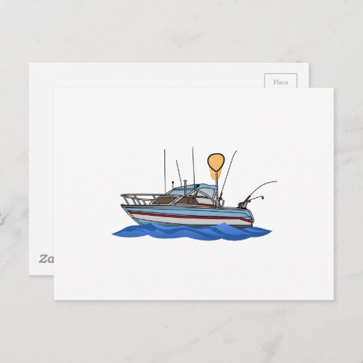 Vissende boot briefkaart (Voorkant / Achterkant)