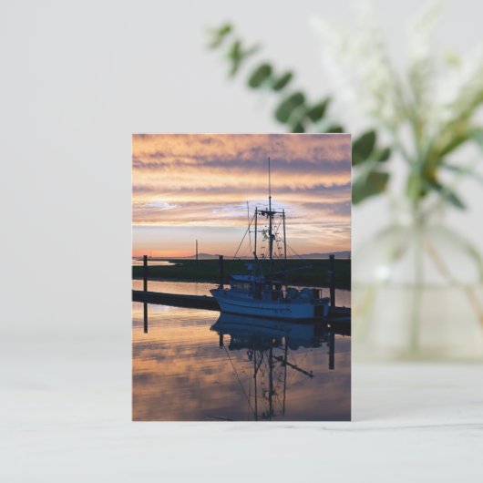 Vissende boot briefkaart (Staand voorkant)