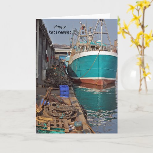 Vissende boot Happy Retirement Kaart (Gele Bloem)