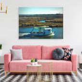 Vissende boot in de Bayou Canvas Afdruk (Insitu (Woonkamer))