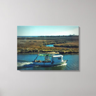 Vissende boot in de Bayou Canvas Afdruk