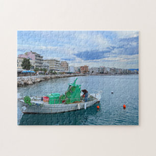 Vissende boot in Harbour Corinth Greece Legpuzzel