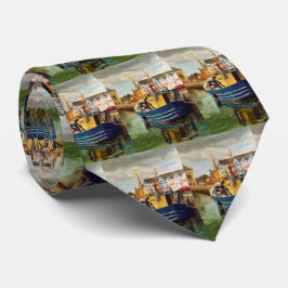 Vissende boot in Harbour Stropdas