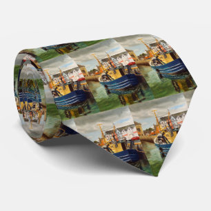 Vissende boot in Harbour Stropdas