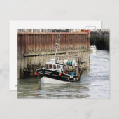 Vissende boot in Le Tréport in Frankrijk Feestdagenkaart (Voorkant / Achterkant)