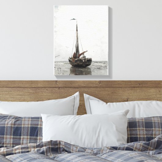 Vissende boot Jacob Maris Zee landschap Canvas Afdruk (Insitu (Slaapkamer))