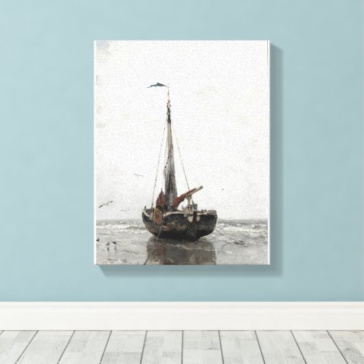 Vissende boot Jacob Maris Zee landschap Canvas Afdruk (Insitu (Houten vloer))