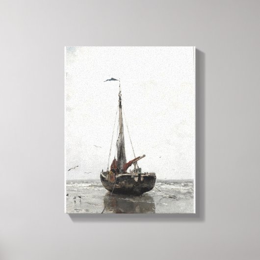 Vissende boot Jacob Maris Zee landschap Canvas Afdruk (Voorkant)