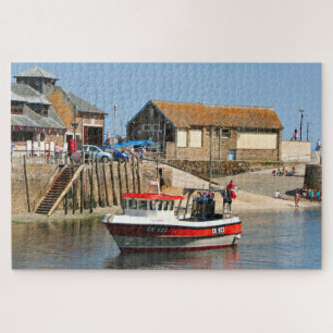 Vissende boot, Looe, Cornwall, Engeland Legpuzzel