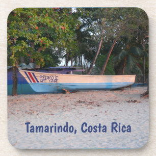Vissende boot op het strand van Tamarindo, Costa R Bier Onderzetter