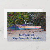 Vissende boot op het strand van Tamarindo, Costa R Briefkaart (Voorkant / Achterkant)