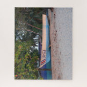 Vissende boot op het strand van Tamarindo, Costa R Legpuzzel (Verticaal)