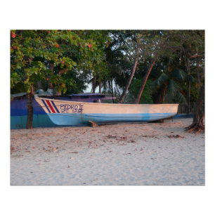 Vissende boot op het strand van Tamarindo, Costa R Perfect Poster