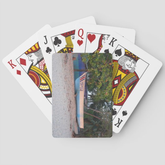 Vissende boot op het strand van Tamarindo, Costa R Pokerkaarten (Achterkant)