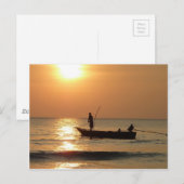 Vissende boot op zonsondergang briefkaart (Voorkant / Achterkant)