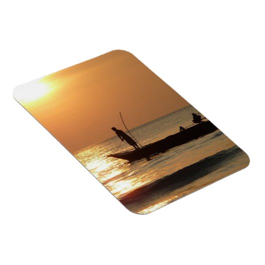 Vissende boot op zonsondergang magneet (Rechterzijde)