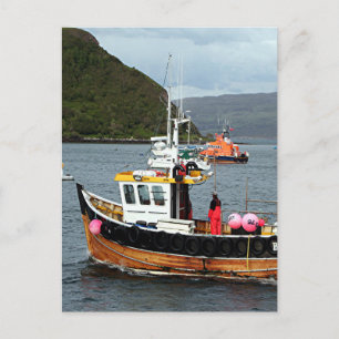 Vissende boot, Portree, eiland Skye 2 Briefkaart