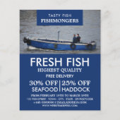 Vissende boot, visser/vrouw, vismarkt flyer (Voorkant)