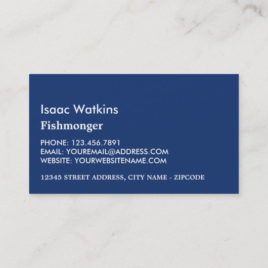 Vissende boot, visser/vrouw, vismarkt visitekaartje (Achterkant)