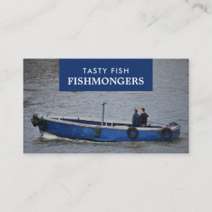 Vissende boot, visser/vrouw, vismarkt visitekaartje