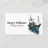 Vissende boot | Zee Vis Waterverf Visitekaartje (Voorkant)