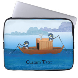 Vissende bootpinguïns - schattige pinguïn cartoon laptop sleeve