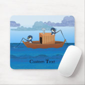 Vissende bootpinguïns - schattige pinguïn cartoon muismat (Met muis)