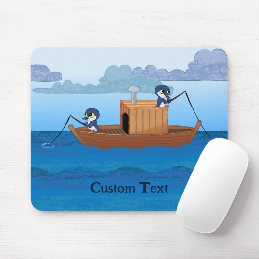 Vissende bootpinguïns - schattige pinguïn cartoon muismat (Met muis)