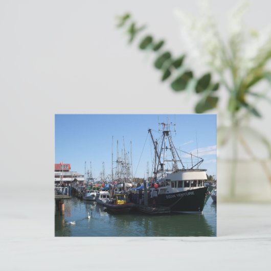 Vissende boten briefkaart (Staand voorkant)