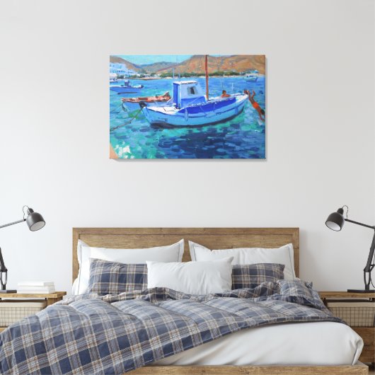 Vissende boten canvas afdruk (Insitu (Slaapkamer))
