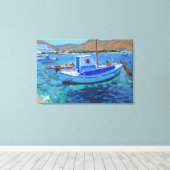 Vissende boten canvas afdruk (Insitu (Houten vloer))