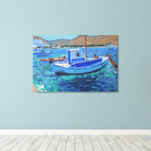 Vissende boten canvas afdruk (Insitu (Houten vloer))