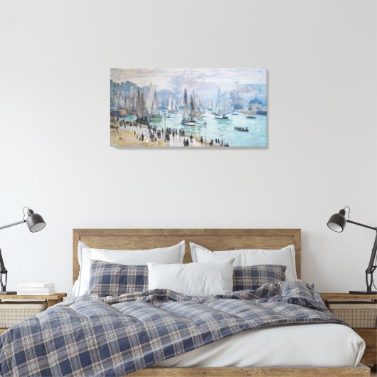 Vissende boten die de haven verlaten | Claude Mone Canvas Afdruk (Insitu (Slaapkamer))