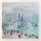 Vissende boten die de haven verlaten | Claude Mone Glazen Onderzetter (Voorkant)