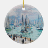 Vissende boten die de haven verlaten | Claude Mone Keramisch Ornament (Achterkant)