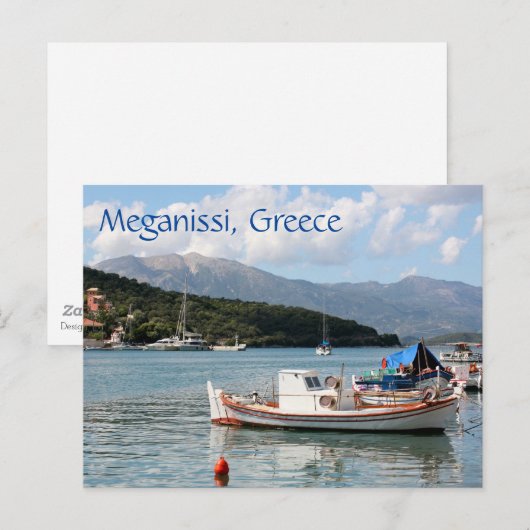 Vissende boten in de haven, Meganissi, Griekenland Briefkaart (Voorkant / Achterkant)