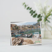 Vissende boten in de haven van Castellammare del G Briefkaart (Staand voorkant)