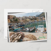 Vissende boten in de haven van Castellammare del G Briefkaart (Voorkant / Achterkant)